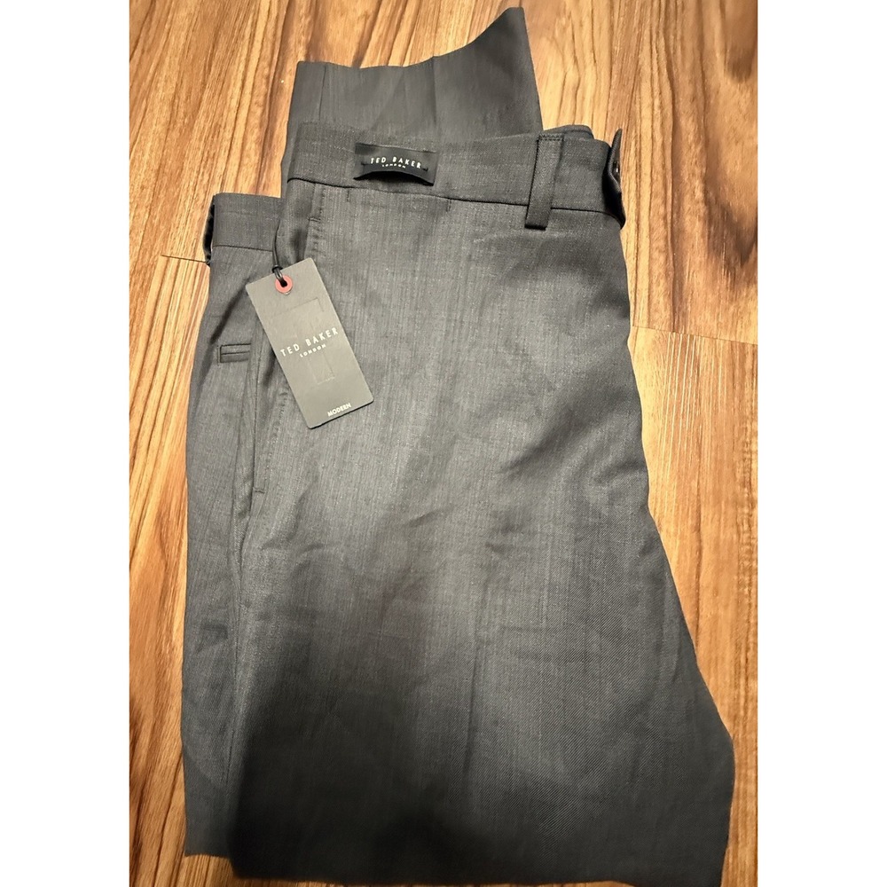 NWT Ted Baker Jefferson Pants Mens 36x27 100% Wool Gray $248 MSRP Made Canada